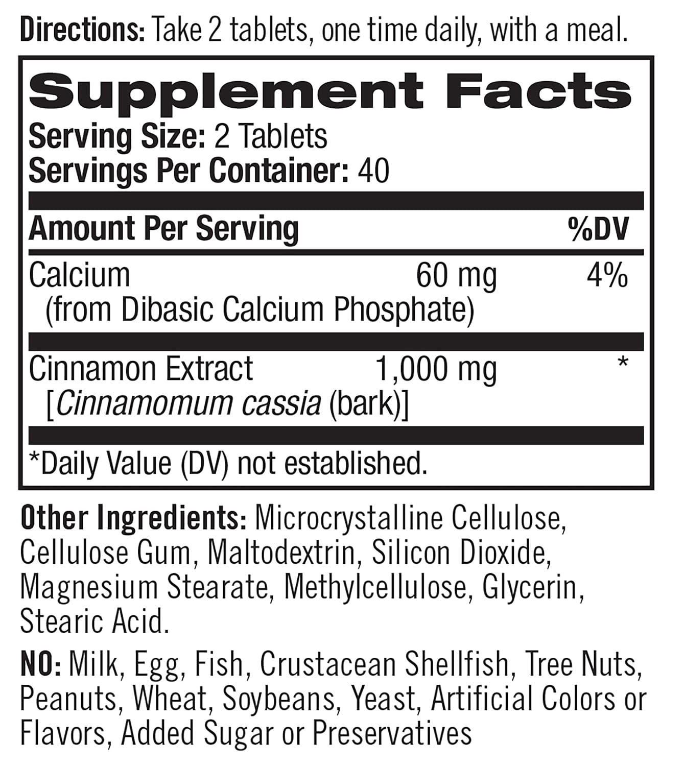Natrol ekstrakt z cynamonu, 1000mg – 80 tabletek