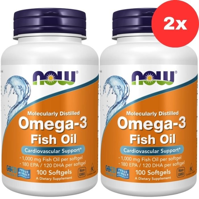 2x NOW foods Molecularly Distilled Omega-3 100 softgels