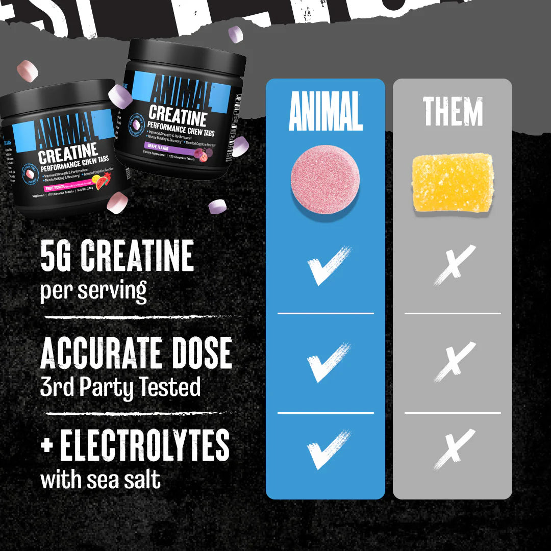 Animal, Creatine Performance Chew Tabs, Lemon Ice, 120 Chewable Tablets nauda