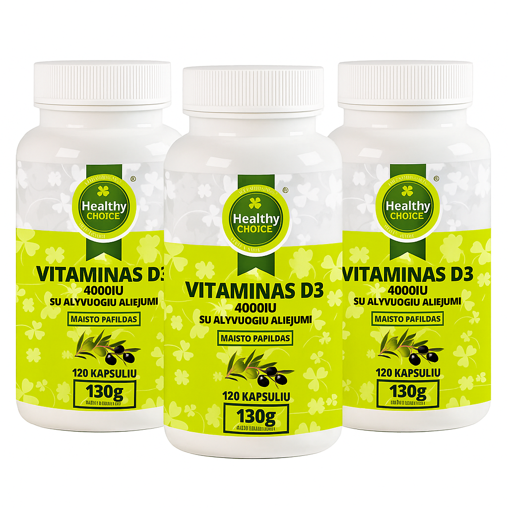 3x Healthy Choice Vitamin D3 4000IU 120 caps