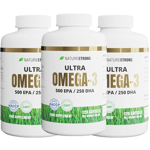 3x Naturestrong Ultra Omega-3 500 EPA - 250 DHA 120 Softgels promotion