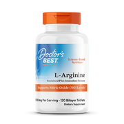 Doctor's Best L-arginina – przedłużone i natychmiastowe uwalnianie, 500 mg – 120 tabletek