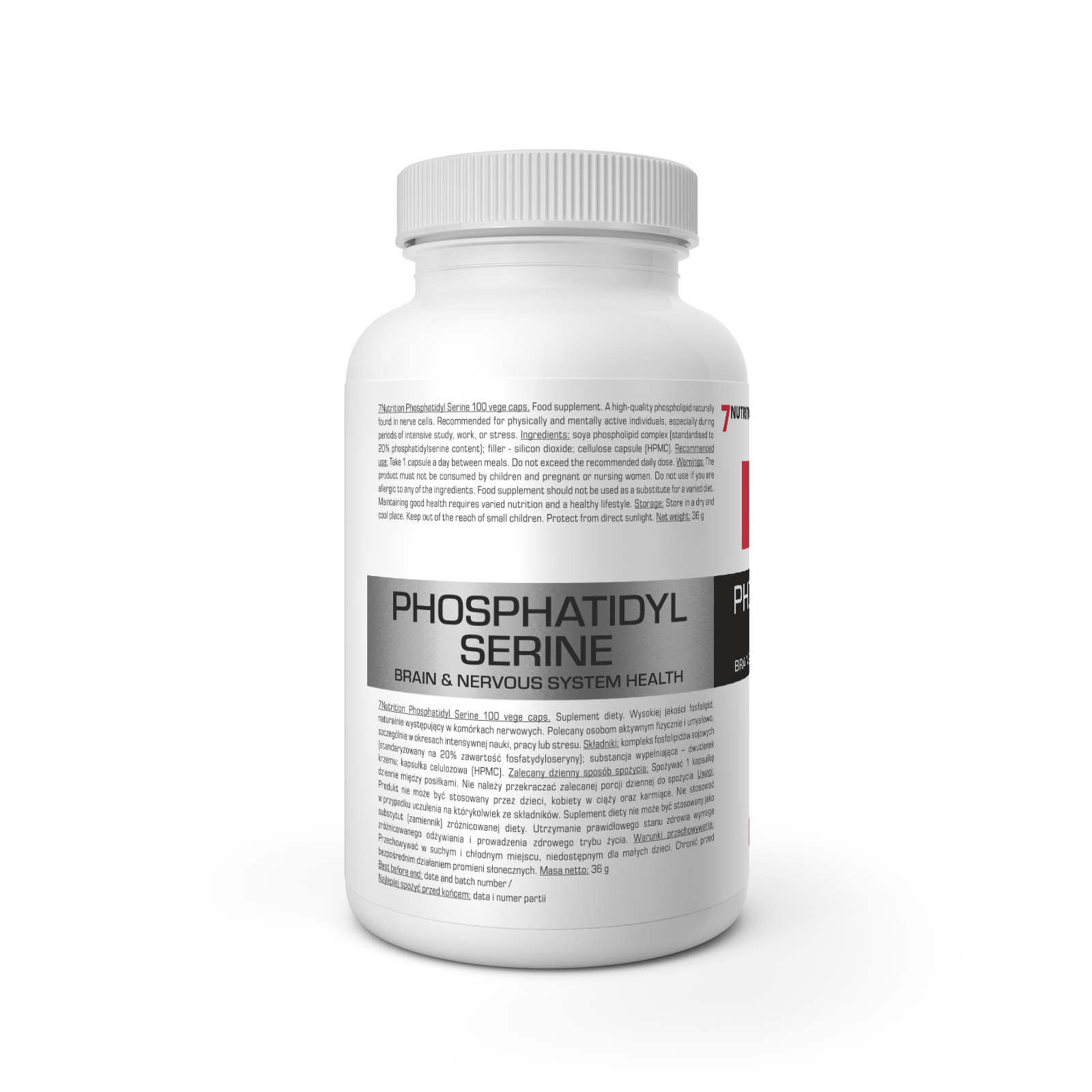 7Nutrition fosfatidilserinas, 250 mg, 100 augalinių kaps. | FOSFATIDILSERINAS