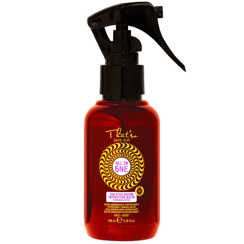 That'so All in One TAN ACCELERATOR REFRESHING WATER – odświeżająca woda w sprayu przyspieszająca opalanie i nadająca blask, 100 ml