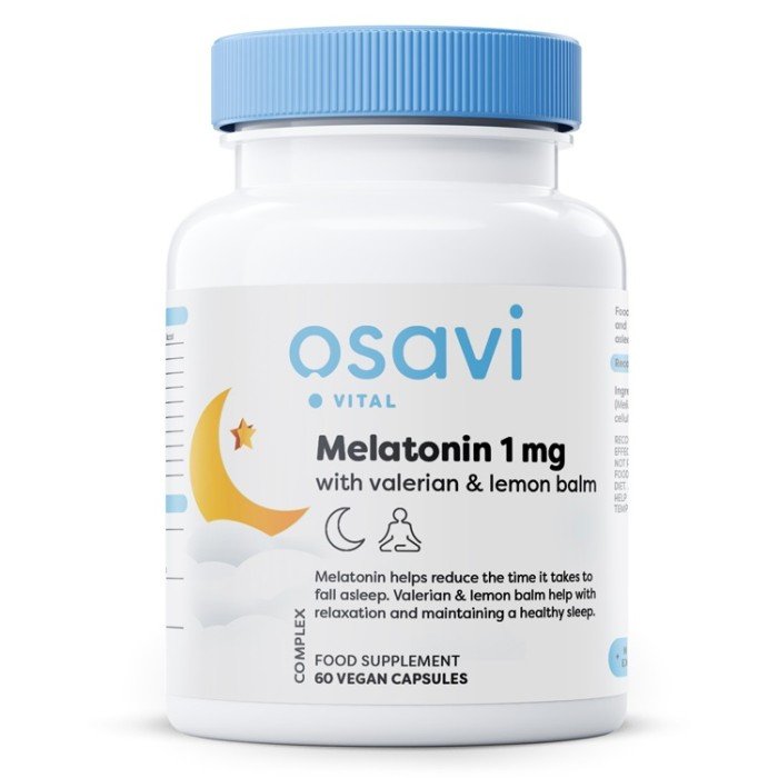 Osavi Melatonin 1 mg with Valerian and Lemon Balm 60 capsules kaina