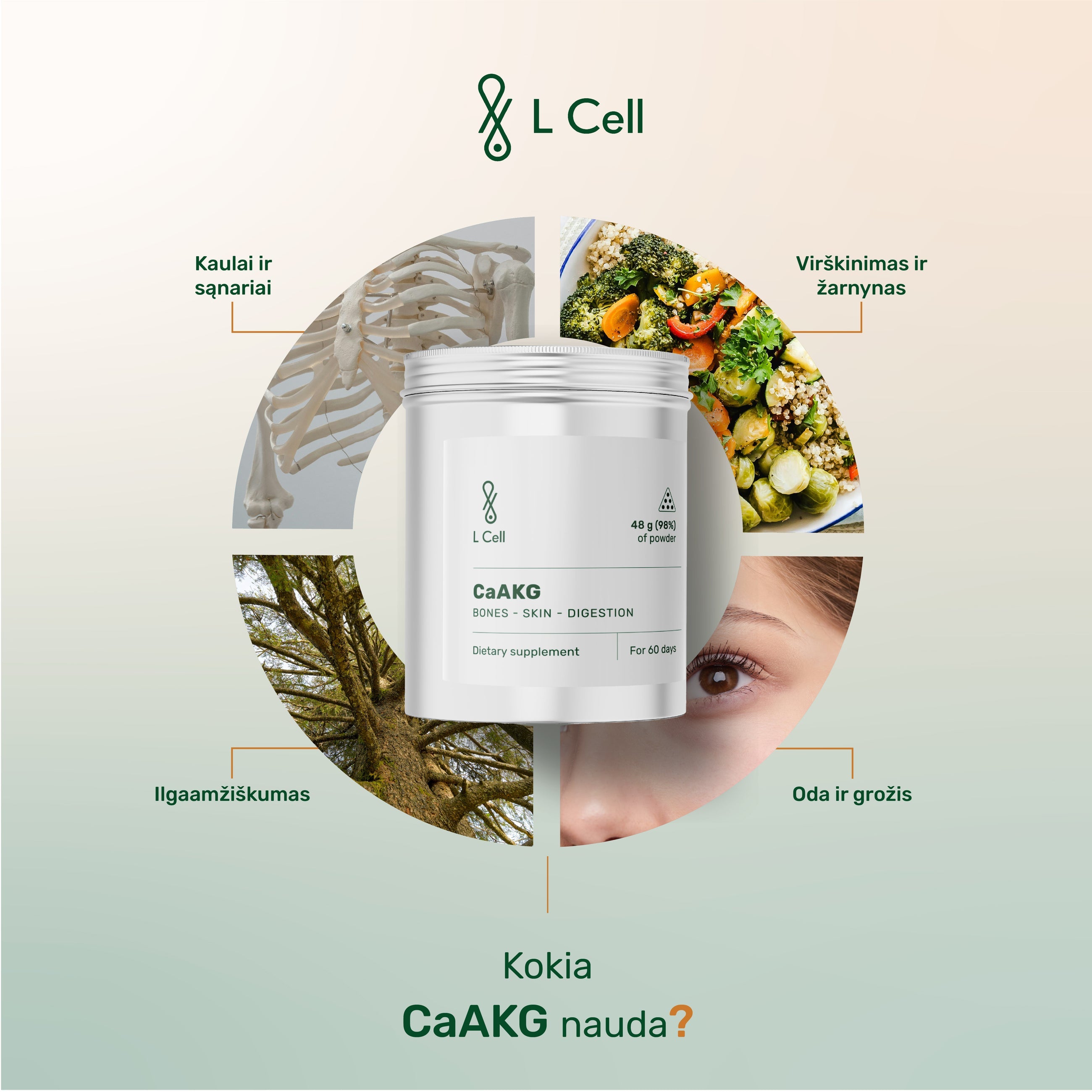 LCell CaAKG Powder – 48 g