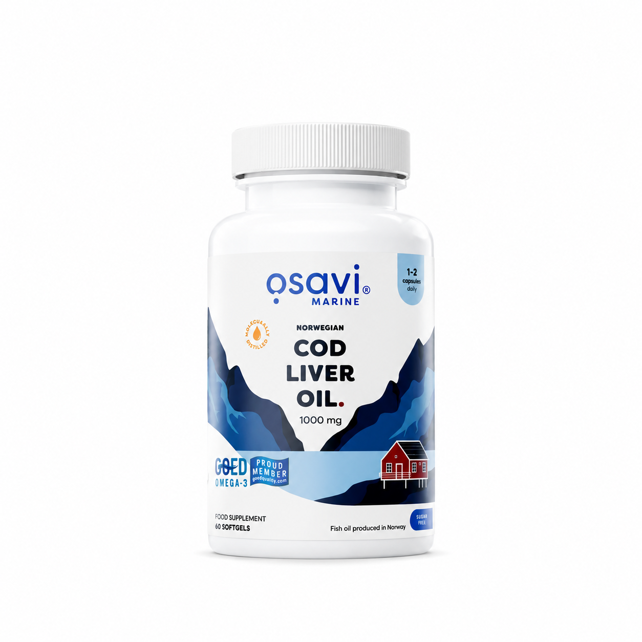 Osavi norvegiški menkių kepenų taukai 1000 mg, 60 kapsulių