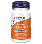 NOW Foods Chewable L-Theanine 100 mg, 90 kramtomųjų tablečių