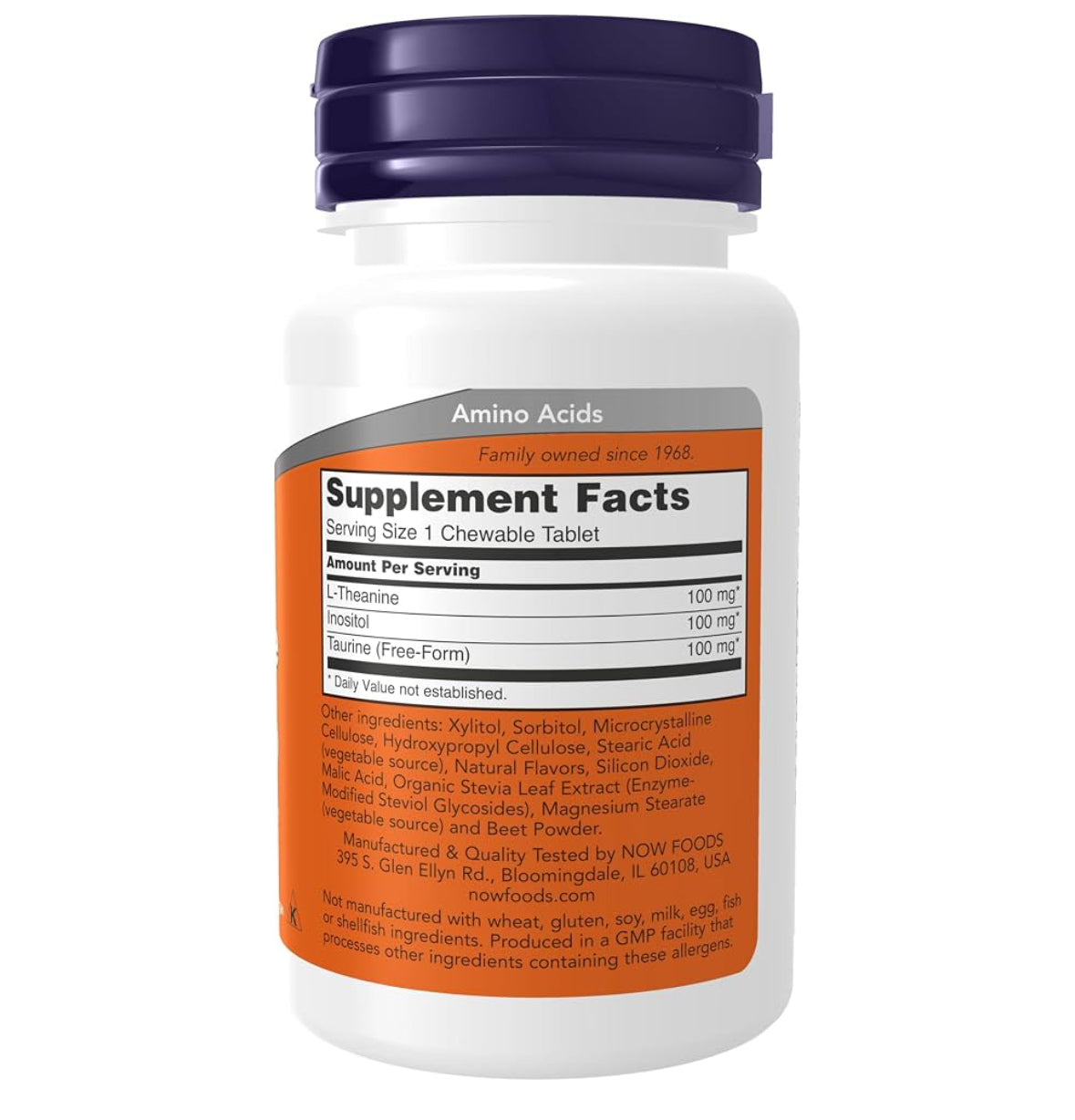 NOW Foods Chewable L-Theanine 100 mg, 90 kramtomųjų tablečių