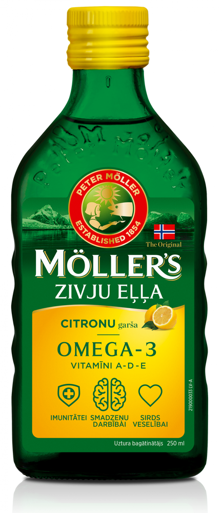 MÖLLER’S Omega-3 olej rybi o smaku cytrynowym, 250 ml