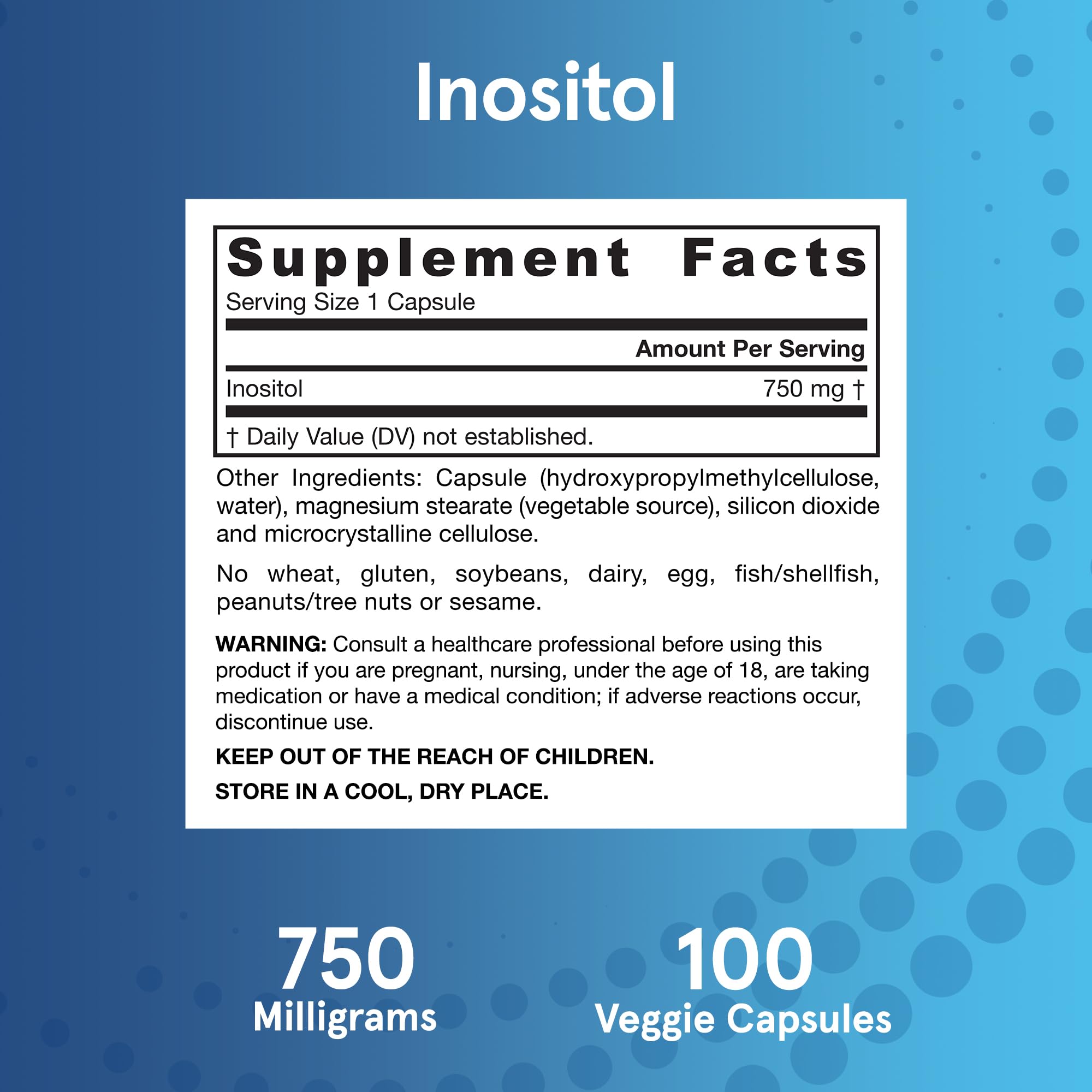 Jarrow Formulas Inositol 750 mg – 100 Capsules