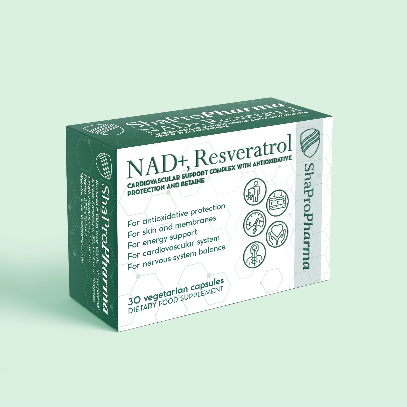Shapropharma NAD+, resweratrol i kompleks betainy – 30 kapsułek wegetariańskich
