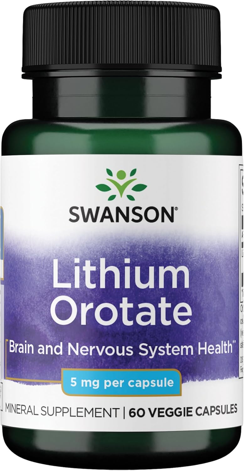 Swanson Lithium Orotate 5 mg 60 kapsułek wegetariańskich