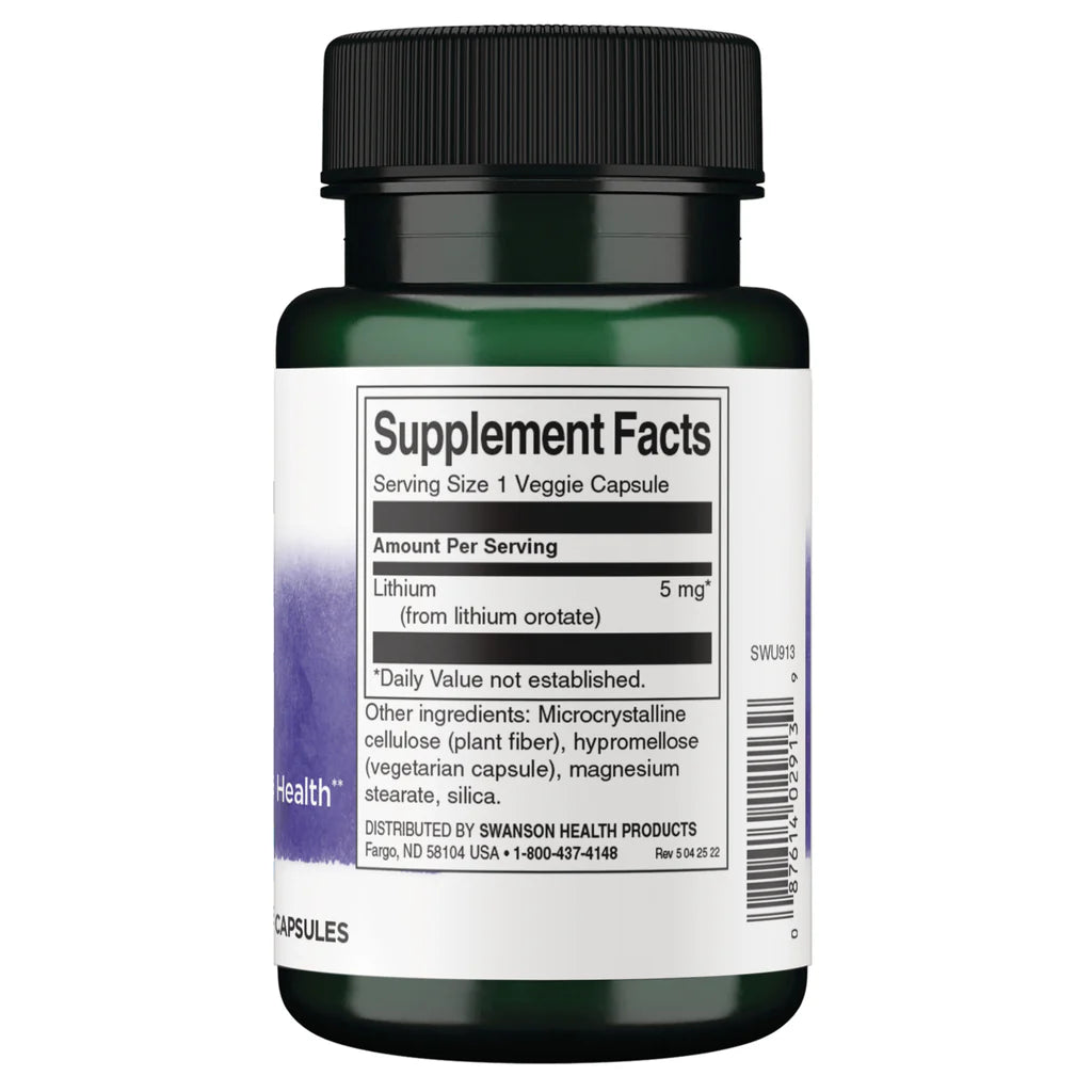 Swanson Lithium Orotate 5mg 60 vcaps