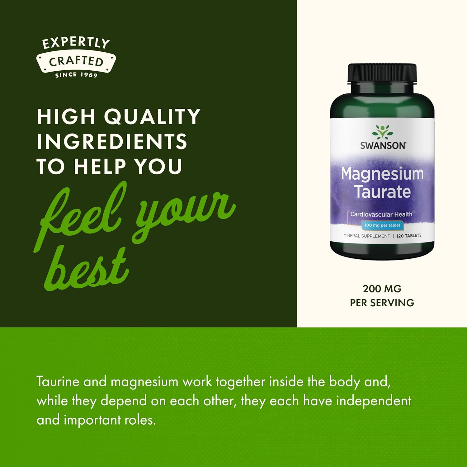Swanson Taurynian magnezu 100 mg - 120 tabletek