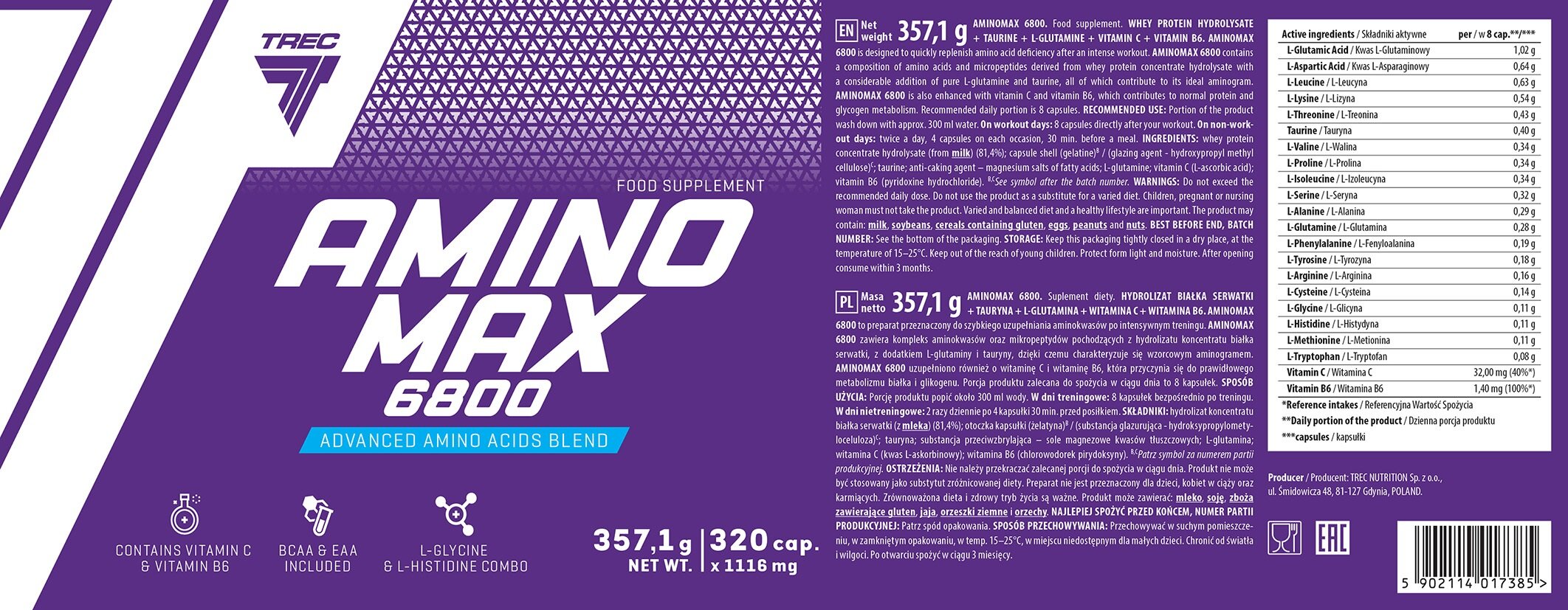 Trec Amino Max 6800, 320 kapsułek