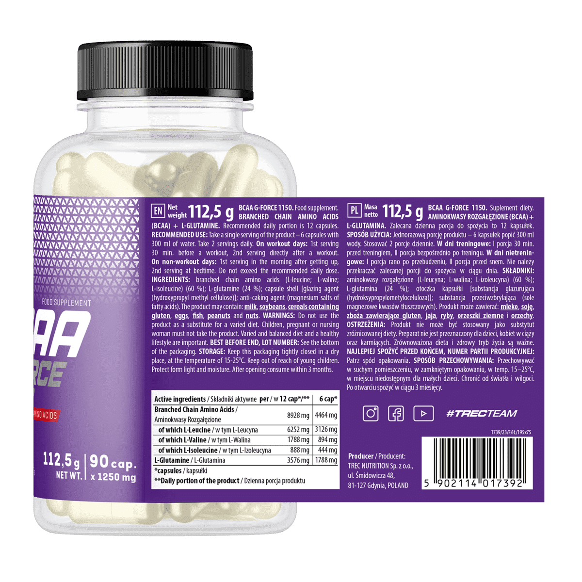 Trec BCAA G-FORCE 1150 – 90/180 kapsułek