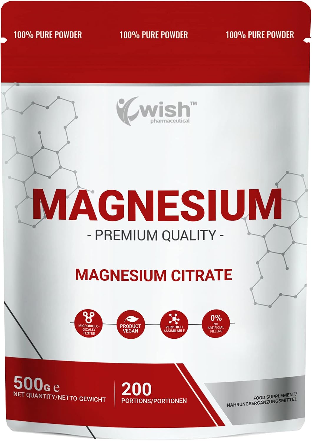 Wish Pharmaceutical Magnesium Citrate 500 g, 200 servings