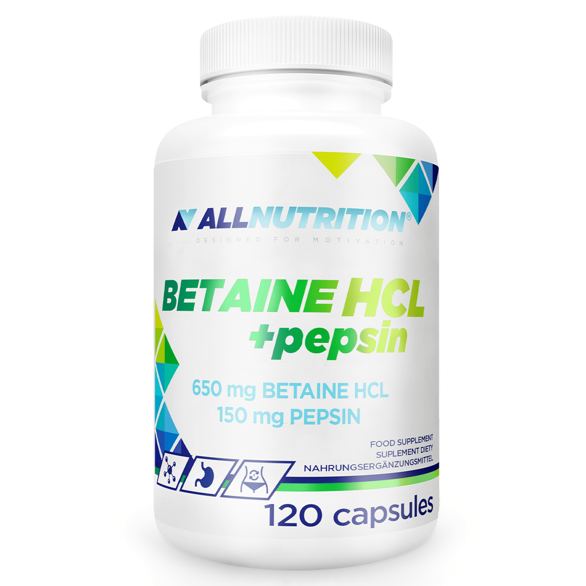 ALL NUTRITION BETAINE HCL + PEPSIN 120 capsules kaina