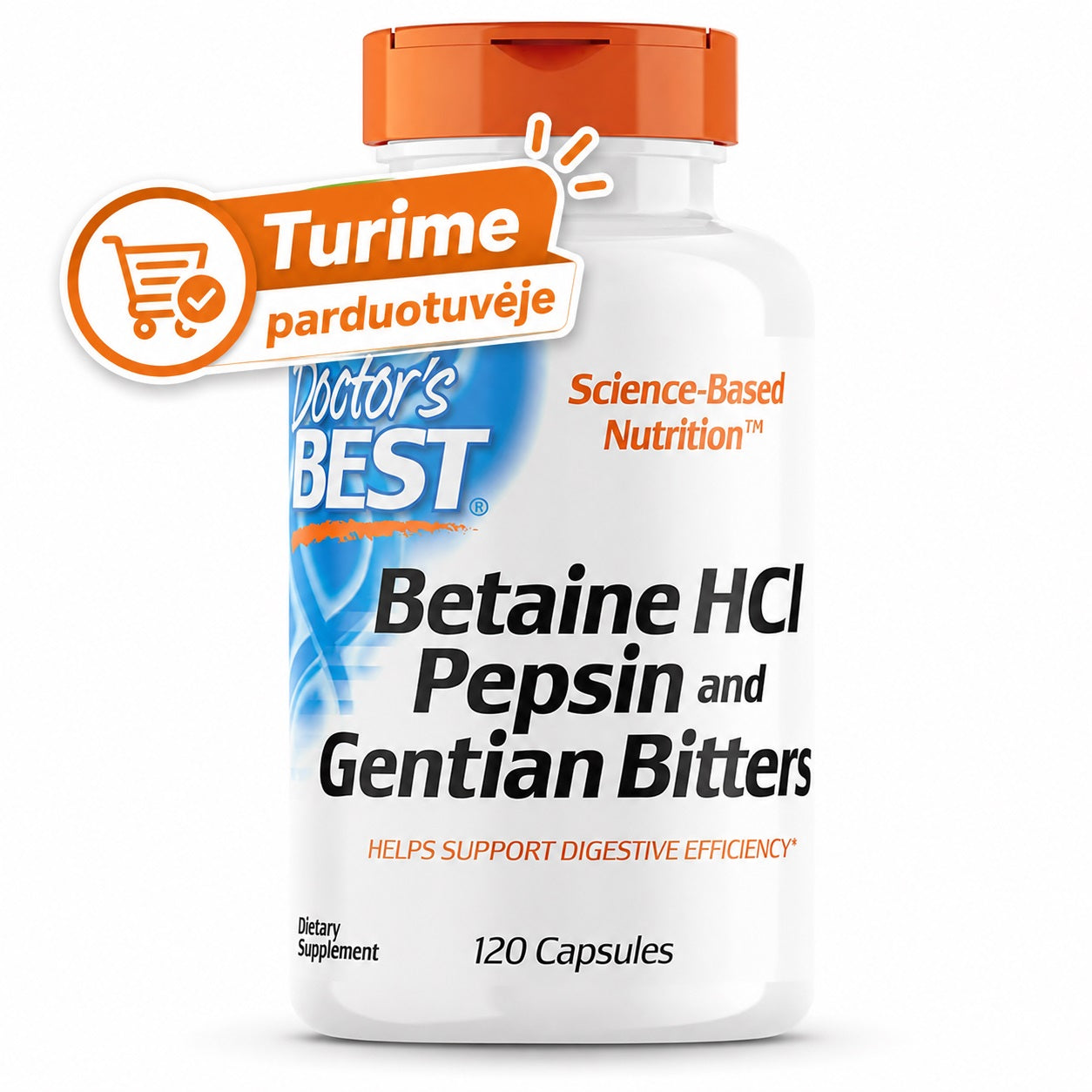 Doctor's Best Betaine HCl Pepsin &amp; Gentian Bitters – 120 Capsules