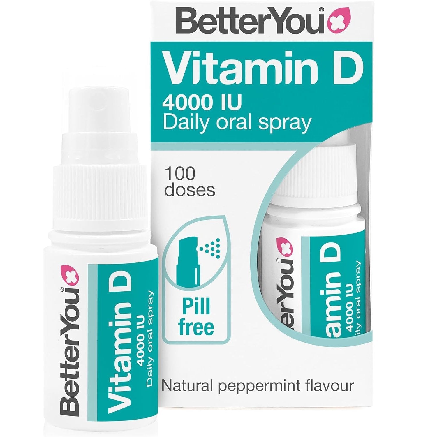 BetterYou 4000 IU Daily Vitamin D Oral Spray, Natural Peppermint - 15 ml. the price
