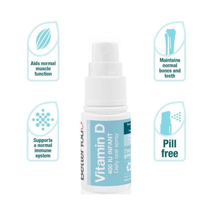 Advantages of BetterYou Vitamin D 400 IU (10μg) Infant Daily Oral Spray 15ml