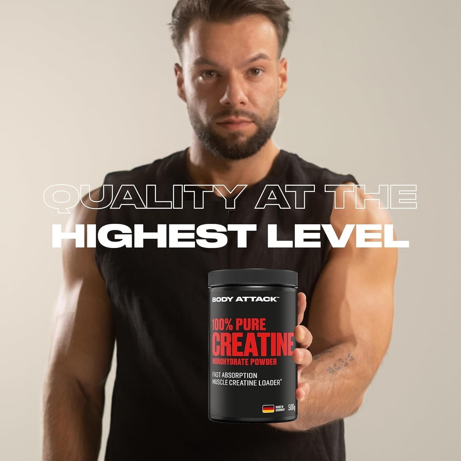 BODY ATTACK 100% Pure Creatine - 500g - Natural baneris