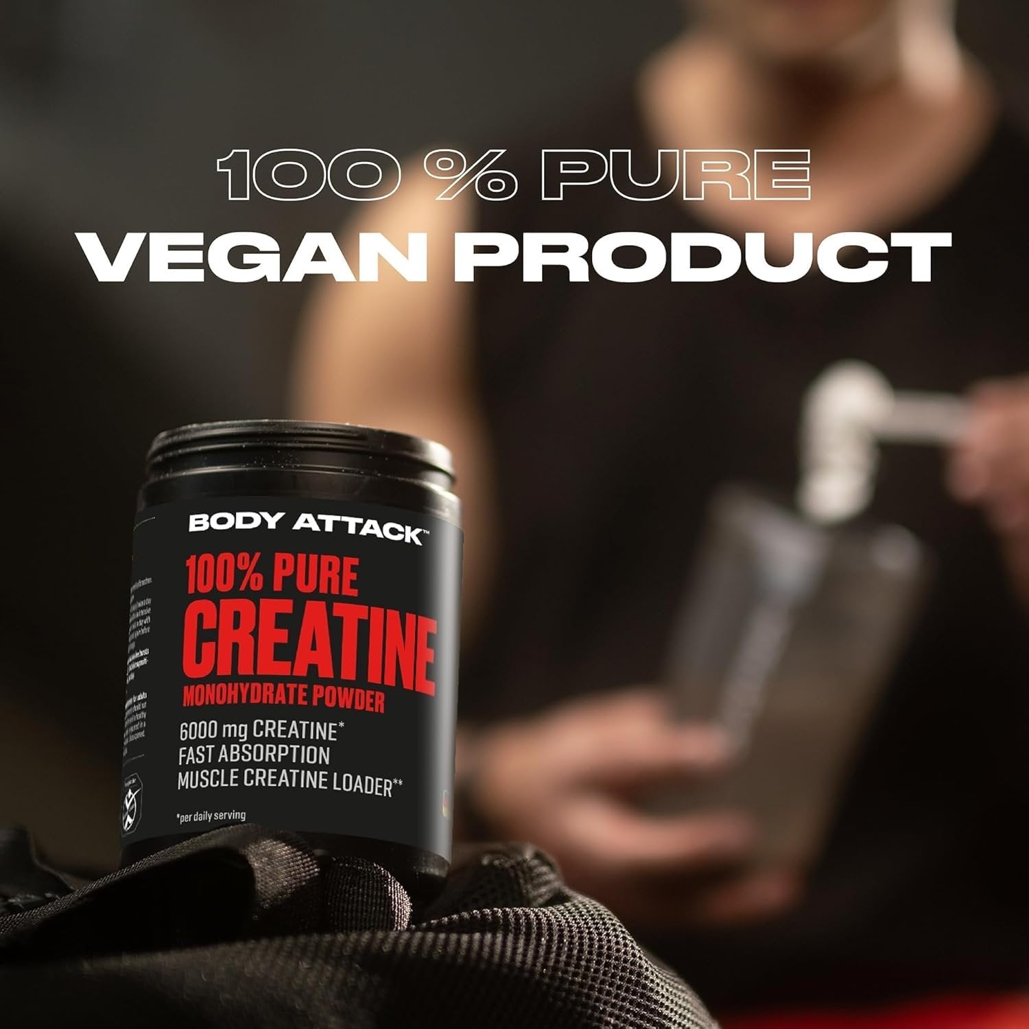 BODY ATTACK 100% Pure Creatine - 500g - Natural veganiskas