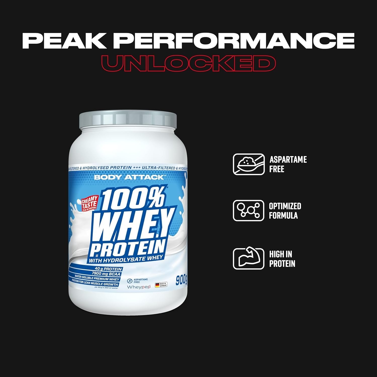Body Attack 100% Whey Protein - 900g - Cookies Cream pirkti