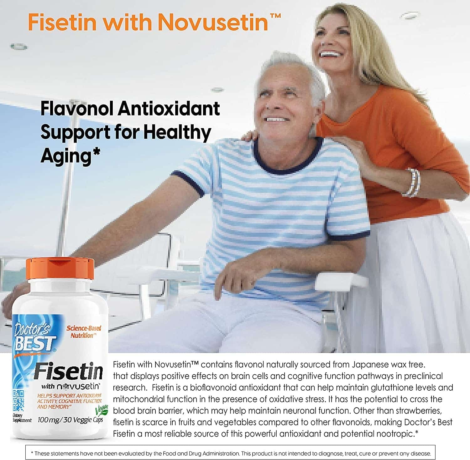 Doctor’s Best Fisetin with Novusetin 100mg – 30 vcaps aprasymas