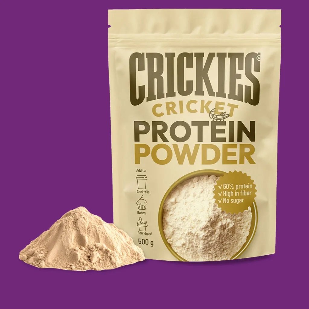 Dried cricket protein flour CRICKIES 500gr, banner