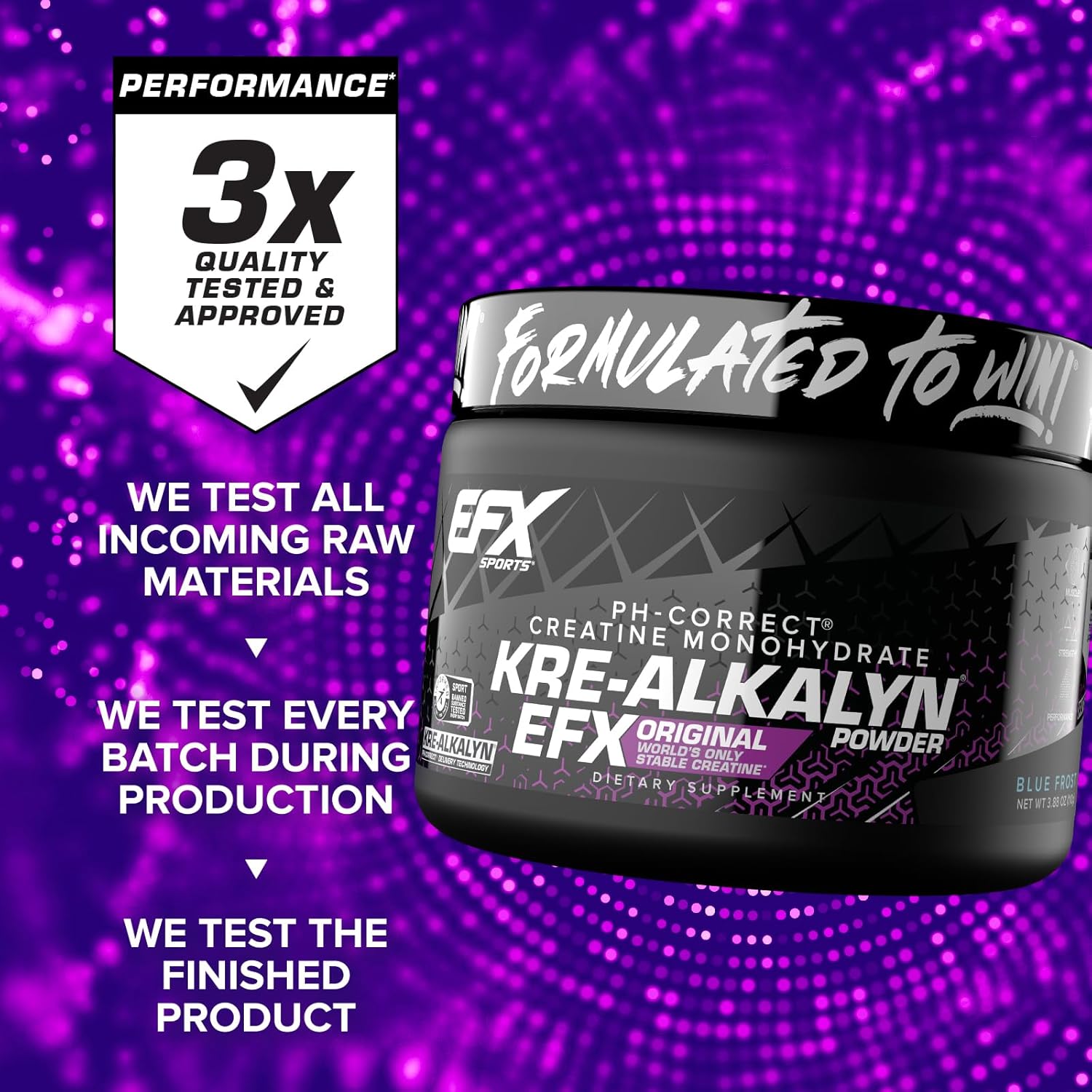 EFX Sports Kre-Alkalyn Powder, Flavored - 110 grams tested