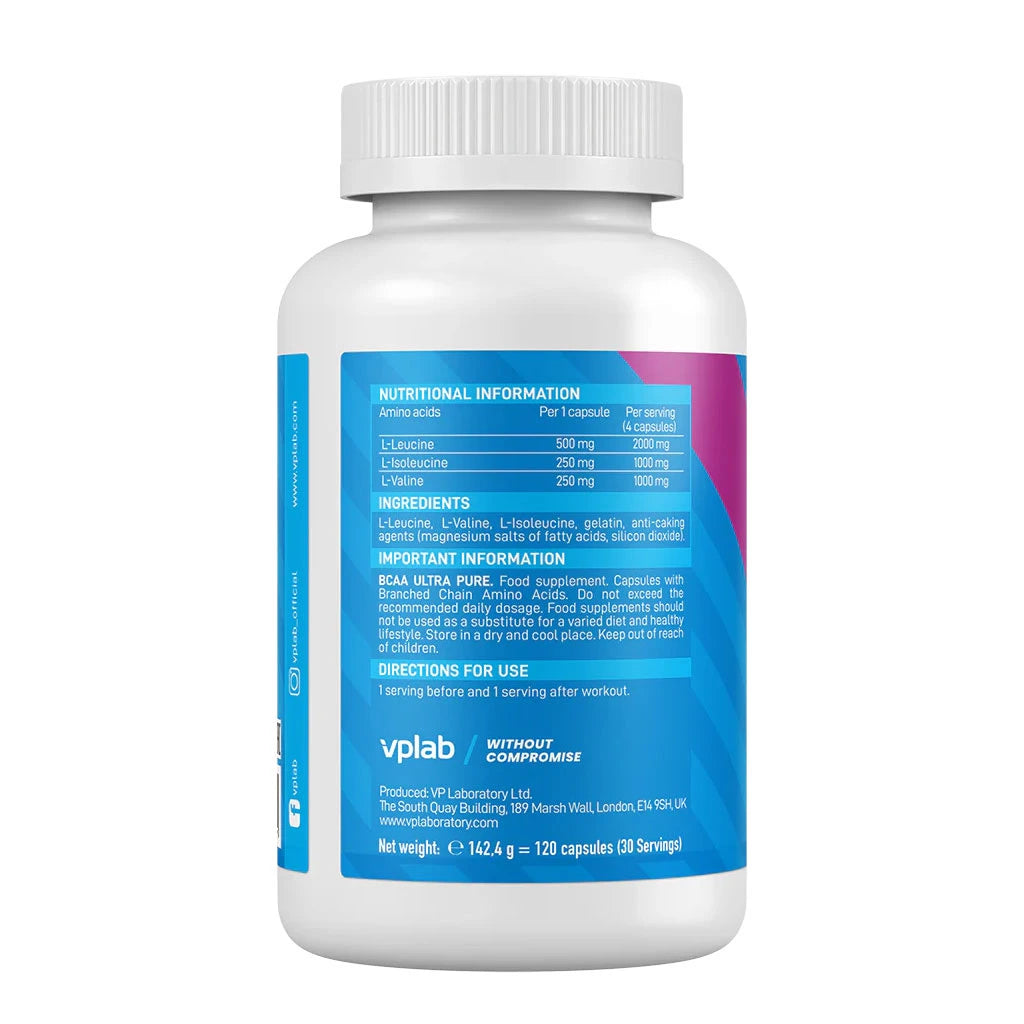Vplab BCAA Ultra Pure 120 caps sudetis