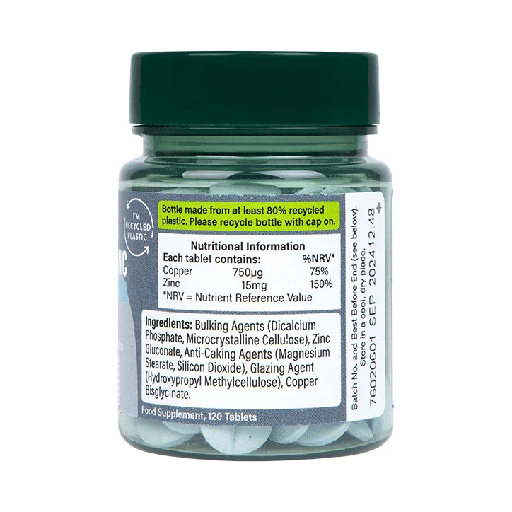 Holland & Barrett Chelated Zinc & Copper, 15mg - 120 tablets sudetis