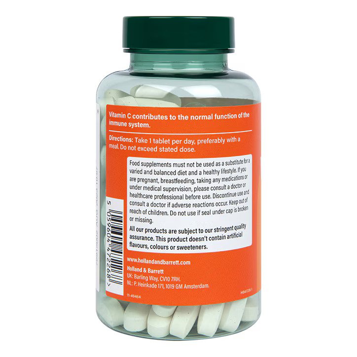 Holland & Barrett High Strength Vitamin C Immunity, 1000mg - 120 vegan tabs vartojimas