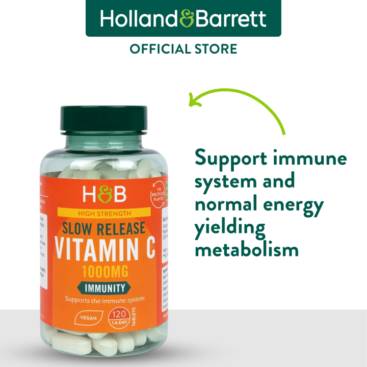 Holland & Barrett Slow Release Vitamin C, 1000mg - 120 vegan tabs banner