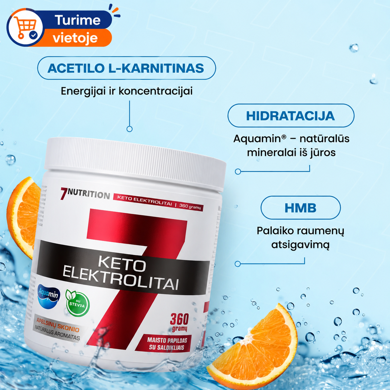 7Nutrition Keto Electrolytes 360g - Orange