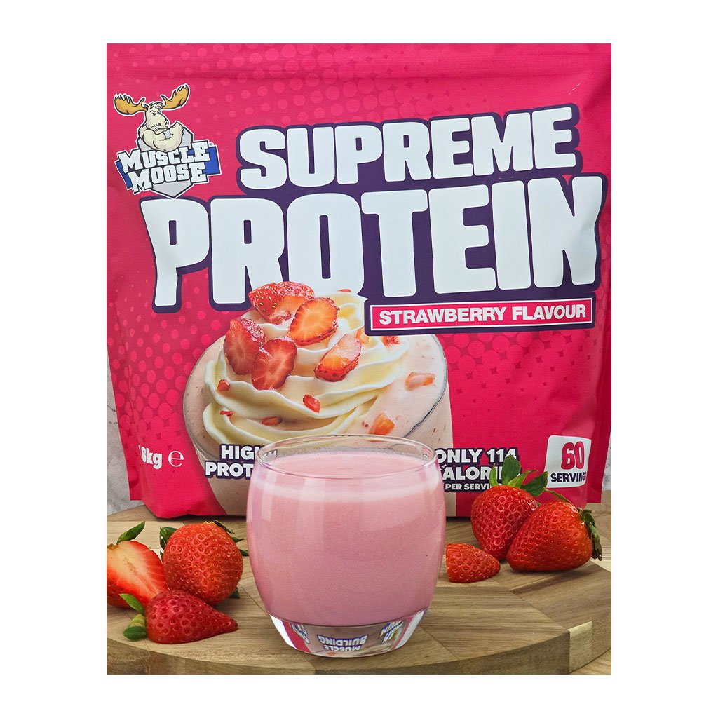 Muscle Moose Supreme Protein 1800 g. serviravimo pavyzdys