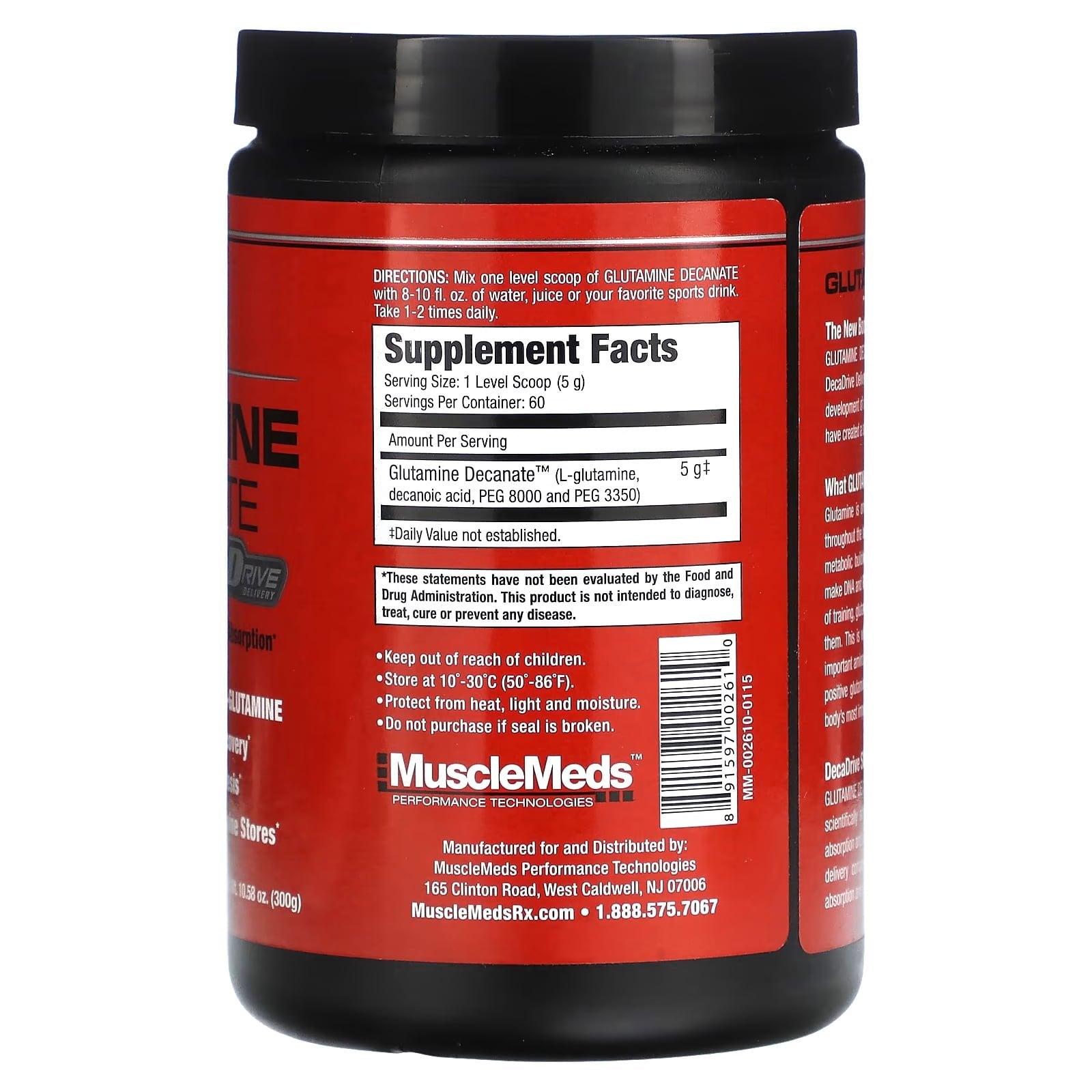 MuscleMeds Glutamine Decanate Unflavored 300 g cheap