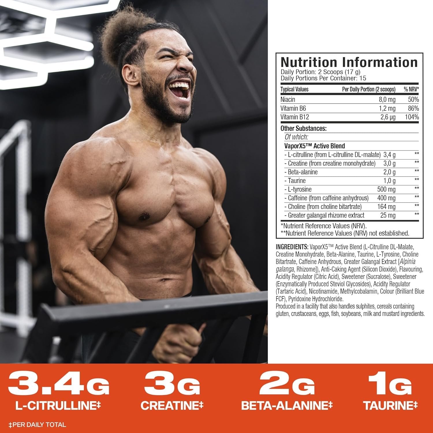MuscleTech® VaporX5® Pre-Workout - 247 - 252 grams facts