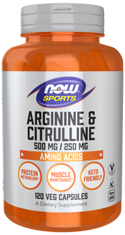 NOW Arginine 500mg & Citrulline 250mg 120 Veg. Price of capsules