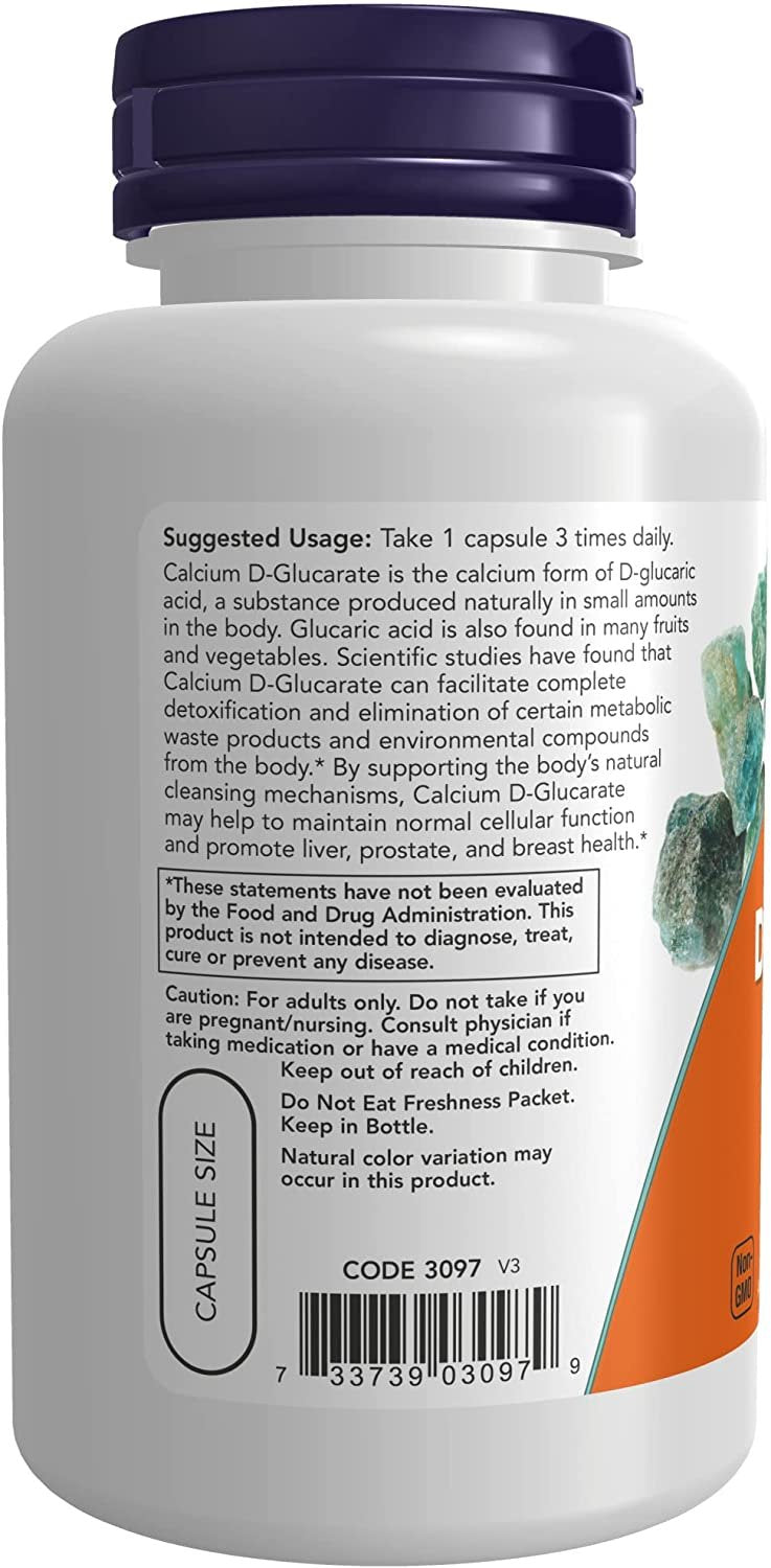 Usage of NOW Calcium D-Glucarate 500 mg Veg Capsules