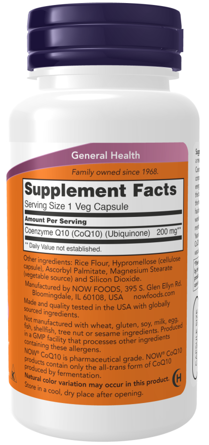 NOW CoQ10 200mg 60 Veg. Capsules sudetis