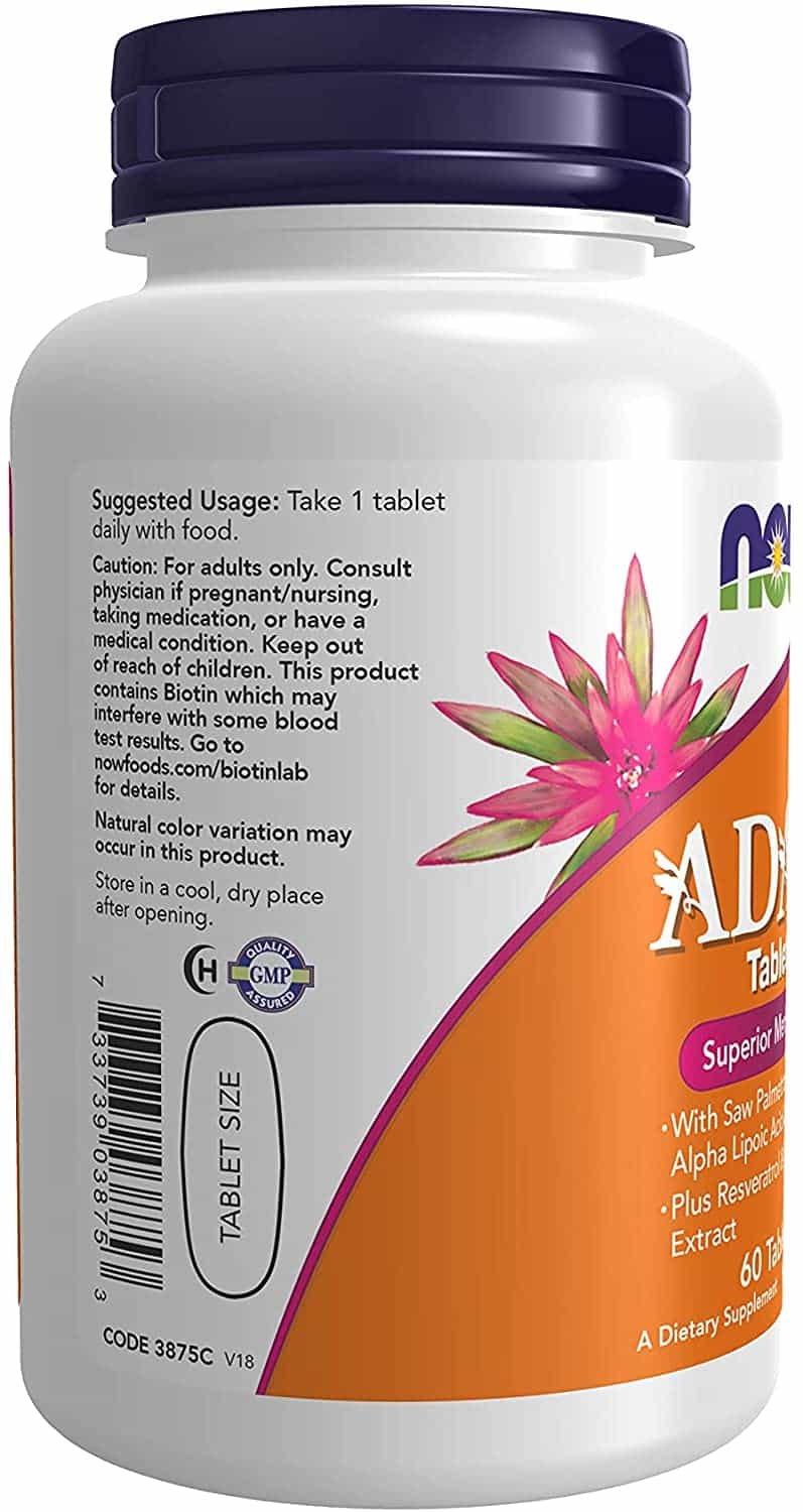 NOW FOODS ADAM Superior men's multi 60 tab label