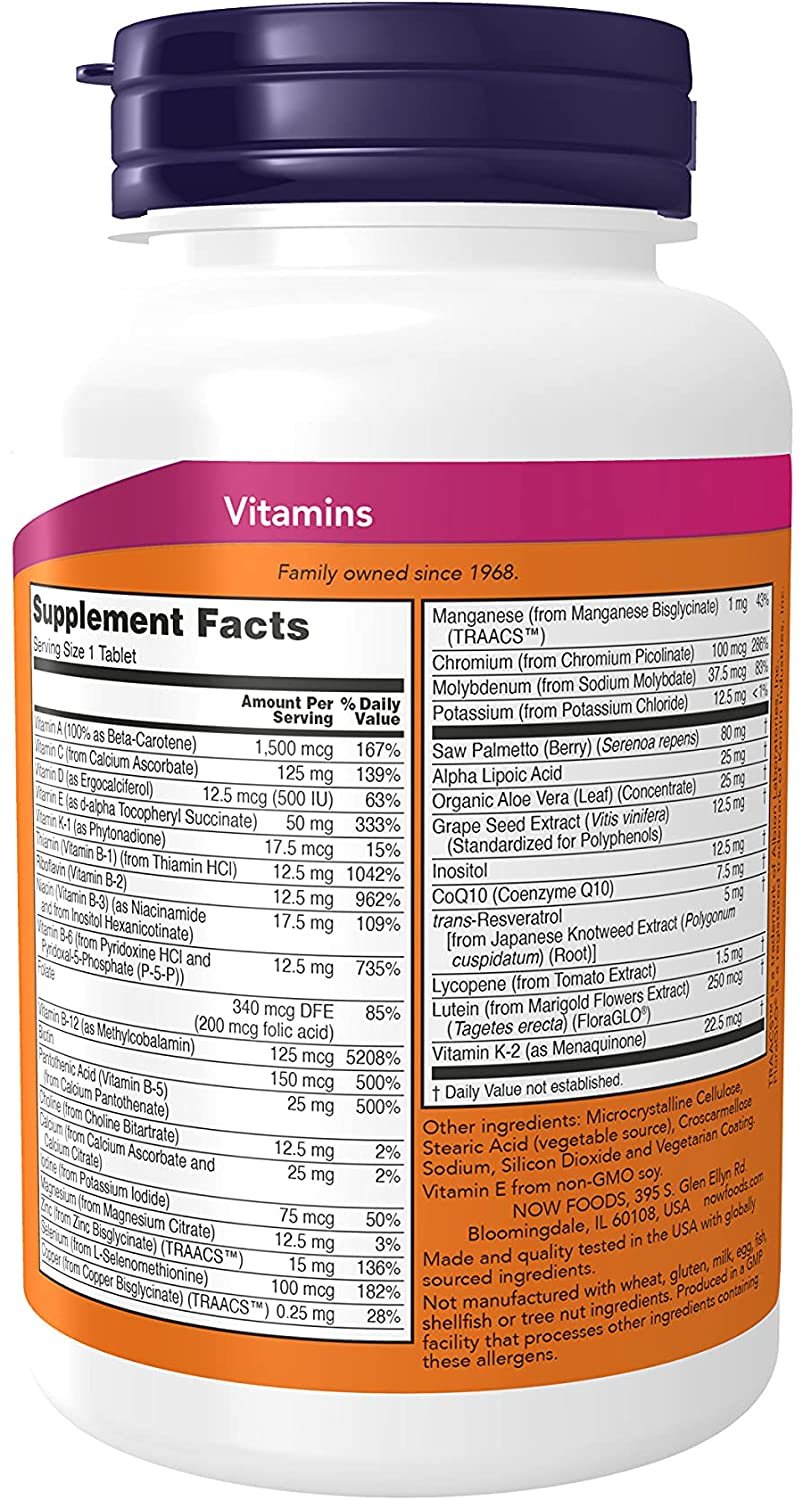 NOW FOODS ADAM Superior men's multi 60 tab composition
