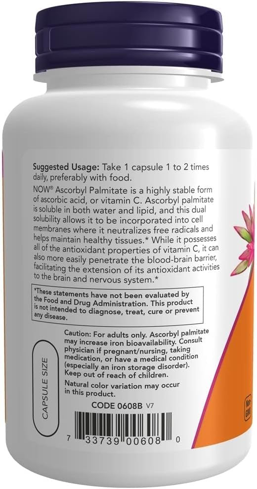 NOW Foods Ascorbyl Palmitate, 500mg - 100 vcaps vartojimas