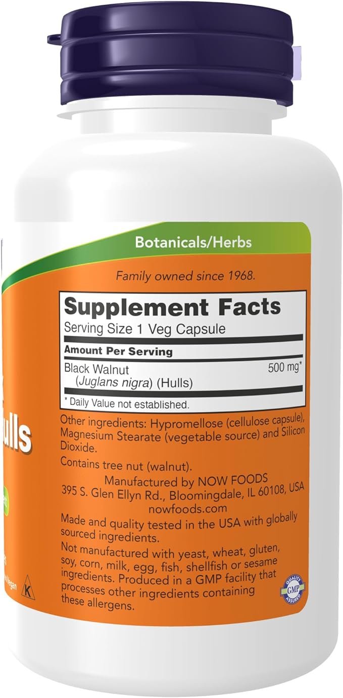 Now Foods Black Walnut Hulls 500mg 100caps sudetis