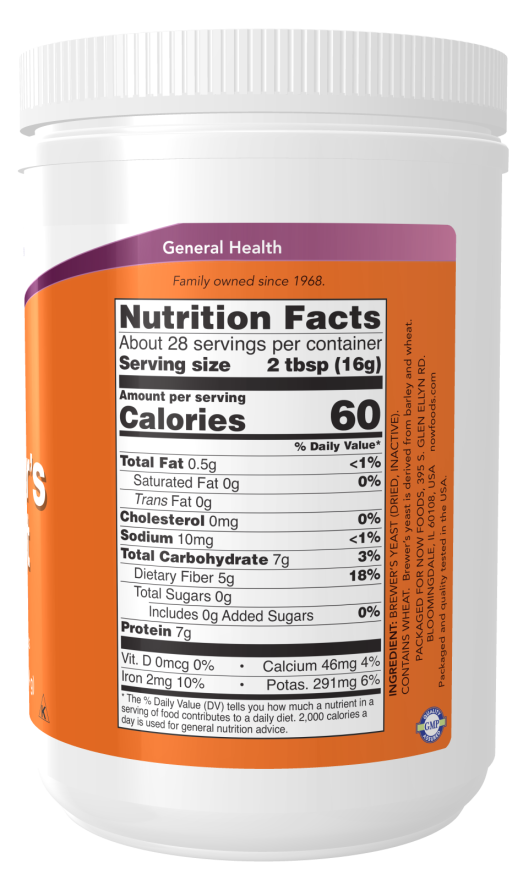 NOW Foods Brewer's Yeast - Powder - 454 grams composition