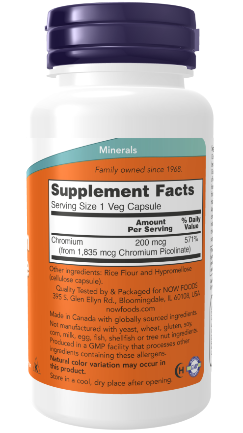 Now Foods, Chromium Picolinate 200 mcg, 100 Capsules sudetis