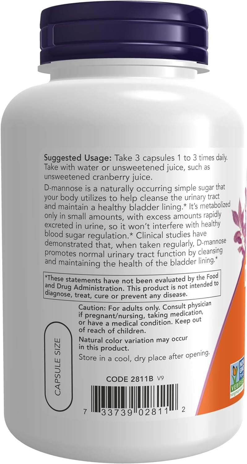 NOW Foods D-Mannose 500mg 120 vcaps vartojimas